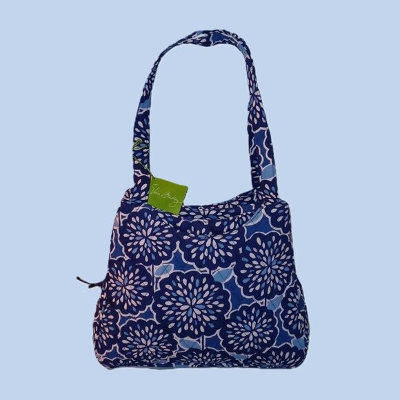 Vera Bradley Petal Splash Blue/White Triple Compartment Handbag - Picture 1 of 10